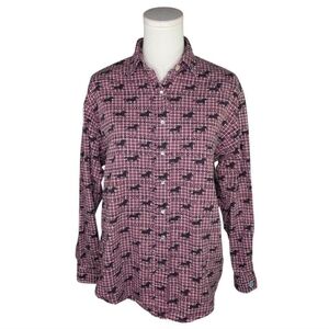 Vintage Barnfly Western Pearl Snap Shirt Horse Print Plaid Flannel Cowboy S